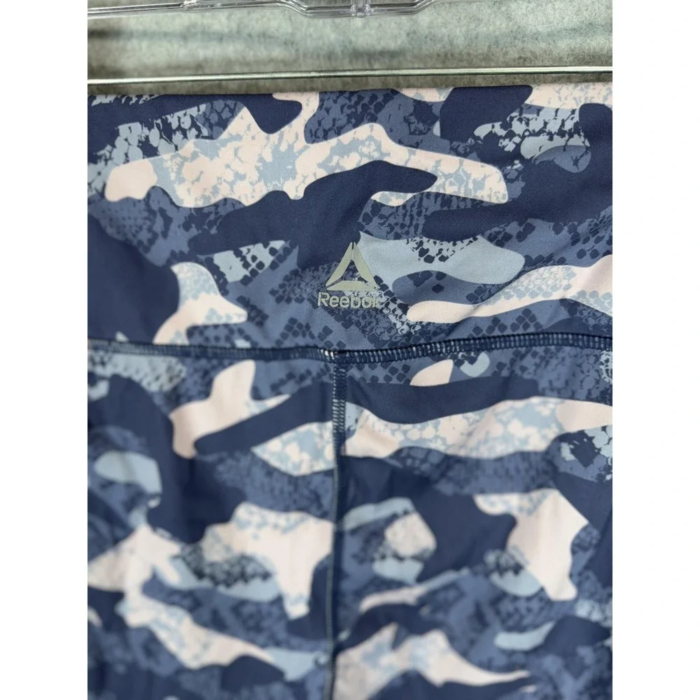 Reebok Leggings Womens XL Blue Pink Camo Athletic Workout Activewear Pockets